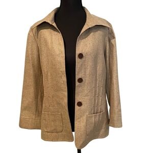 Nurture Women's Tan Linen Blend Blazer Jacket Size S Button Front Pockets